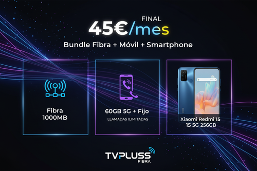 Bundle Fibra 1000MB + 60GB + Xiaomi