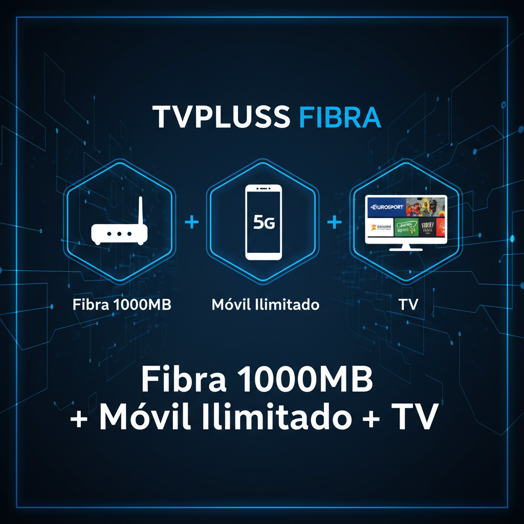 Pack Fibra 1000MB + Móvil Ilimitado + TV (Eurosport, Fútbol, Caza y Pesca)