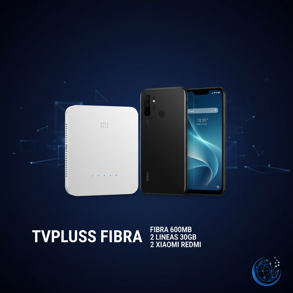 Pack Fibra 600MB + 2 Líneas + 2 Xiaomi - TVPLUSS FIBRA